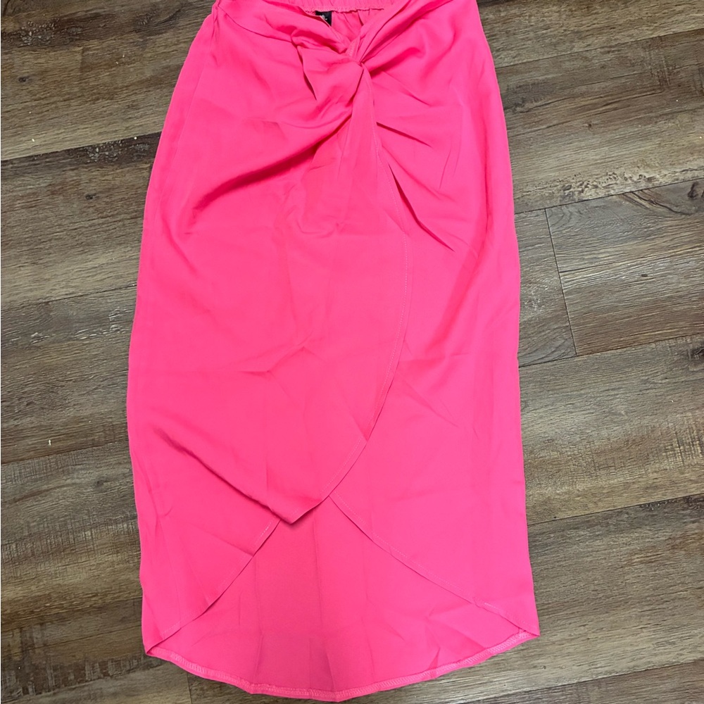 Women’s Twist-Front Midi Skirt - Hot Pink